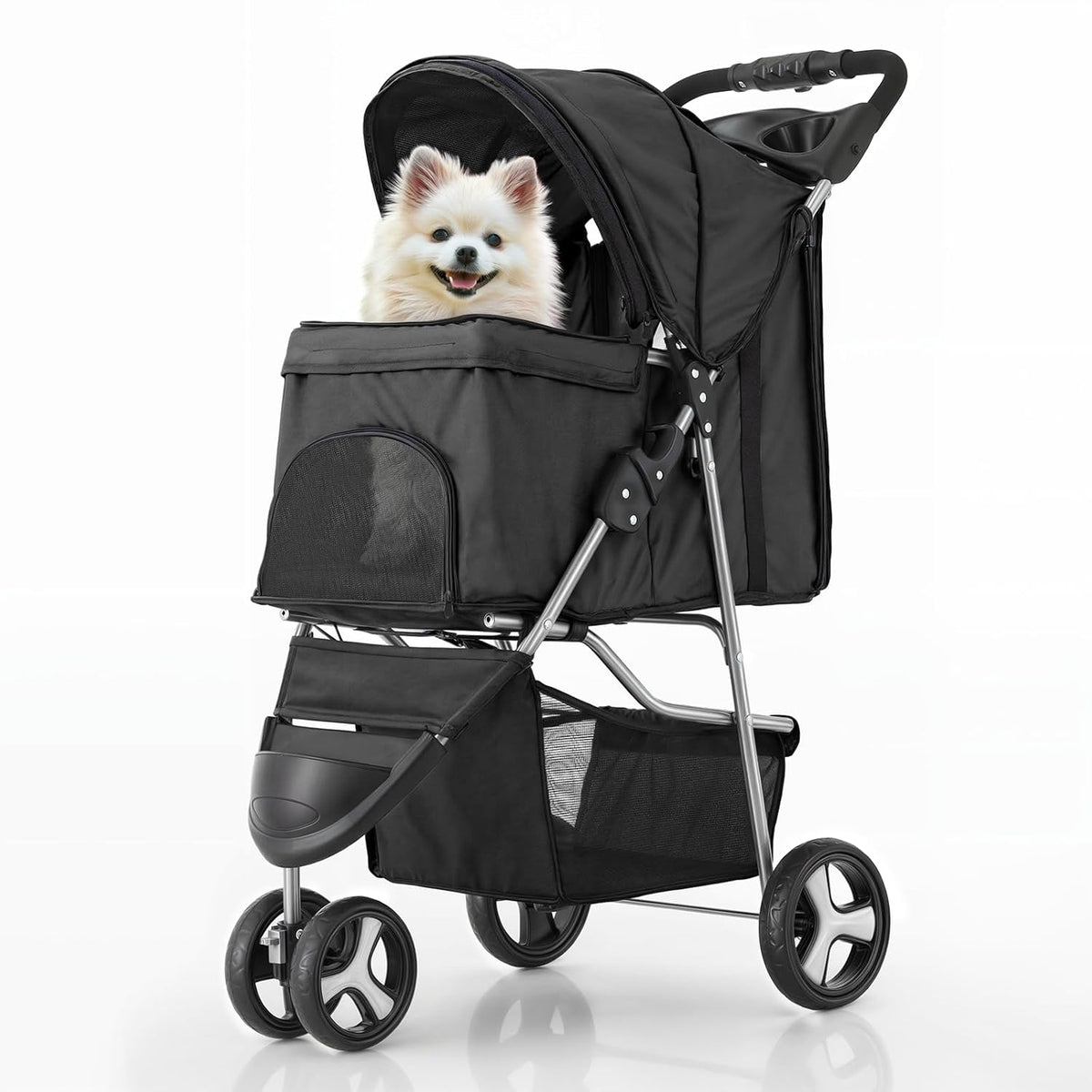 MoNiBloom Foldable Pet Stroller – 3-Wheel, All-Season – for Small/Medium Pets