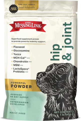 The Missing Link Hip & Joint Powder – with Probiotics – 1lb for Dog Mobility