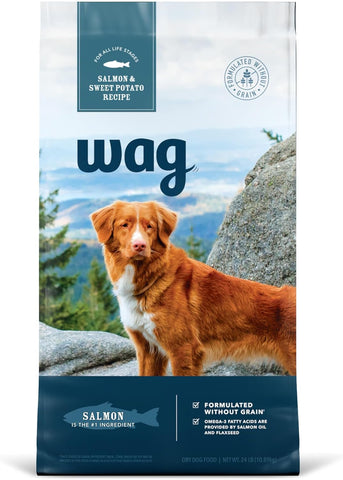 Wag Dry Dog Food, Salmon & Sweet Potato, Grain Free, 24 lb Bag