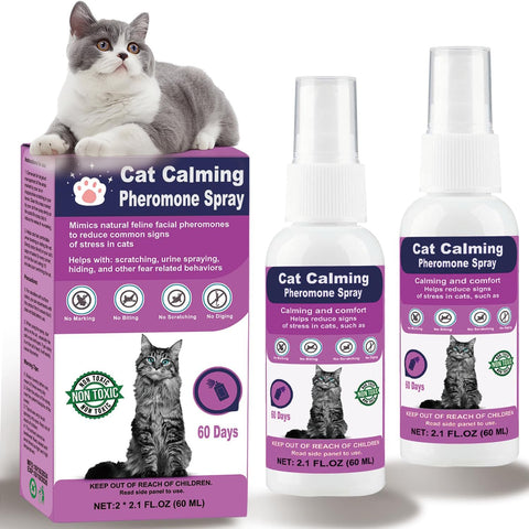 Cat Calming Pheromone Spray – Reduces Anxiety & Scratching – 60-Day Kit
