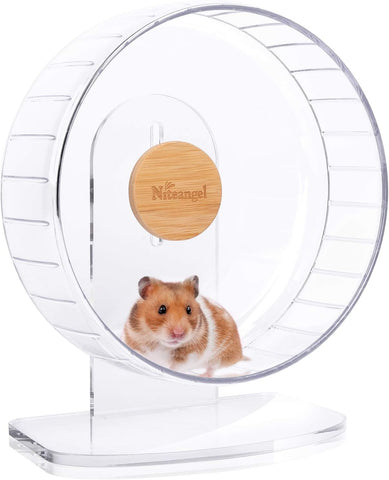 Niteangel Silent Hamster Wheel – Adjustable, Transparent – for Small Pets