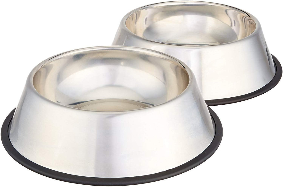 Amazon Basics Stainless Steel Pet Bowls – Non-Skid, 2-Pack – 4-Cup Capacity