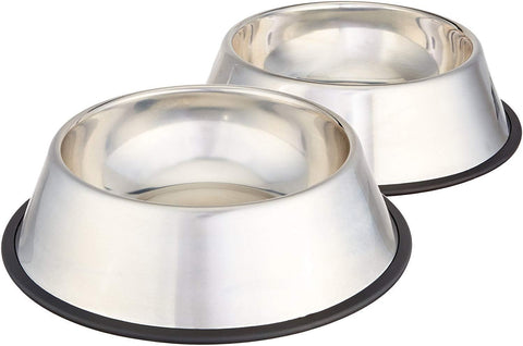 Amazon Basics Stainless Steel Pet Bowls – Non-Skid, 2-Pack – 4-Cup Capacity