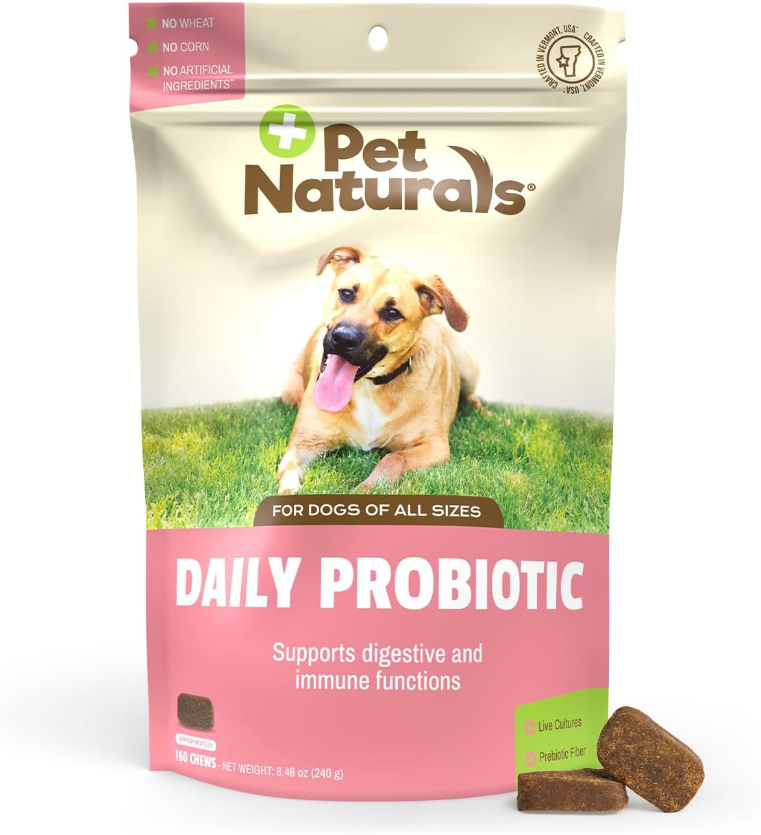 Pet Naturals Daily Probiotic for Dogs – 160 Chews – Duck Flavor, Digestive & Immune Support
