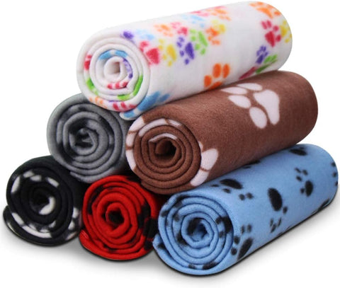 Comsmart 6-Pack Pet Blankets – Paw Print, 24x28" – for Dogs & Cats