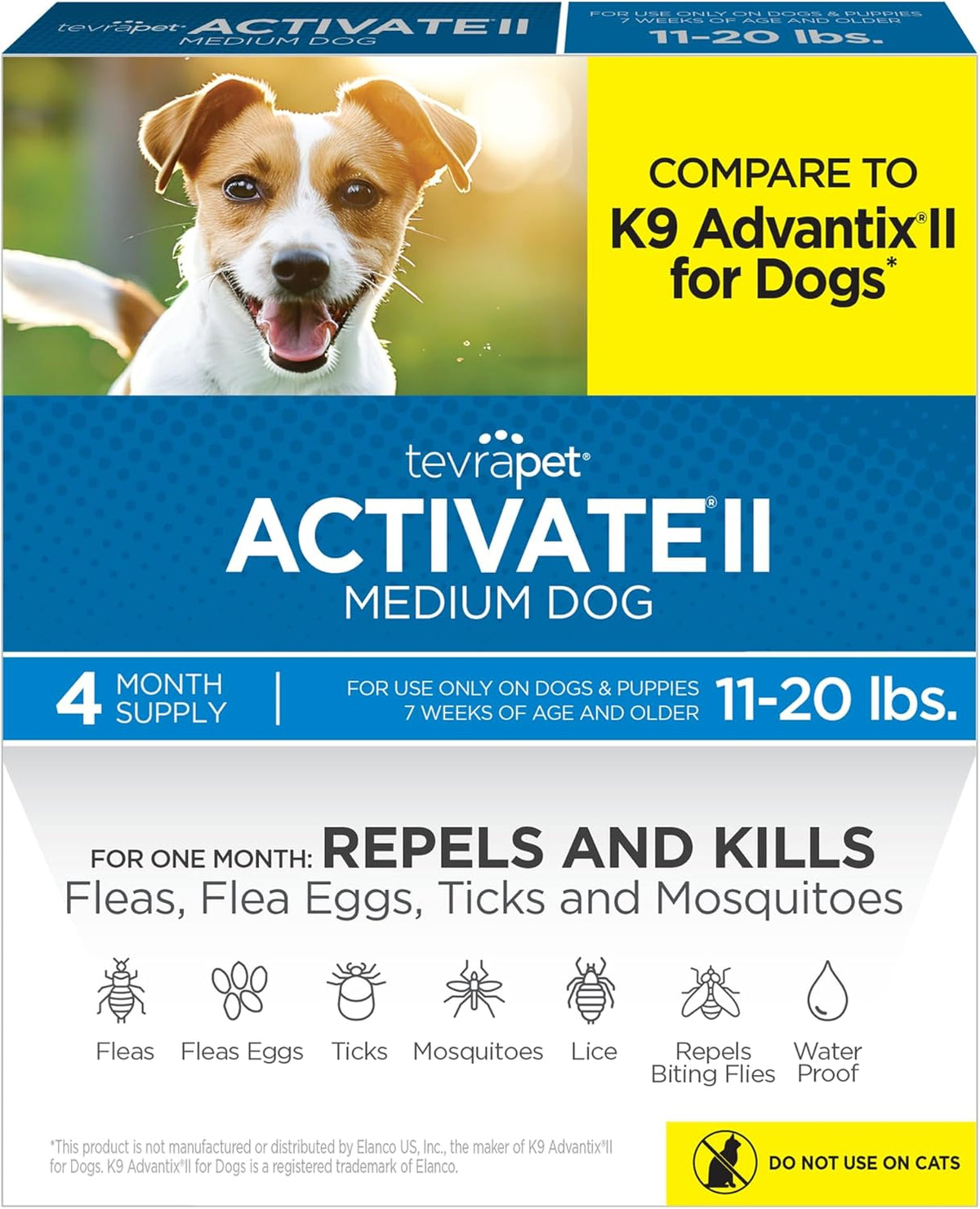 Activate II Flea & Tick Drops – 4-Month Prevention – for Dogs 11-20 lbs