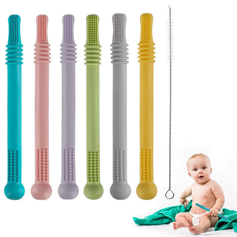Fu Store Baby Teether Tubes – BPA-Free, Freezable – 6-Pack for Infants