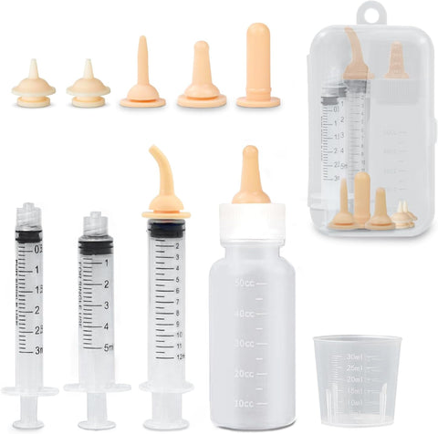 Kitten Bottle Feeding Kit with Nipples & Syringes for Newborn Pets