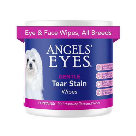 Angels' Eyes Tear Stain Wipes – Gentle, Hypoallergenic – 100ct for Dogs & Cats