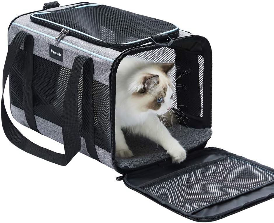 Vceoa Pet Carrier – Soft-Sided, 17.5” – for Cats & Small Dogs Up to 16lbs