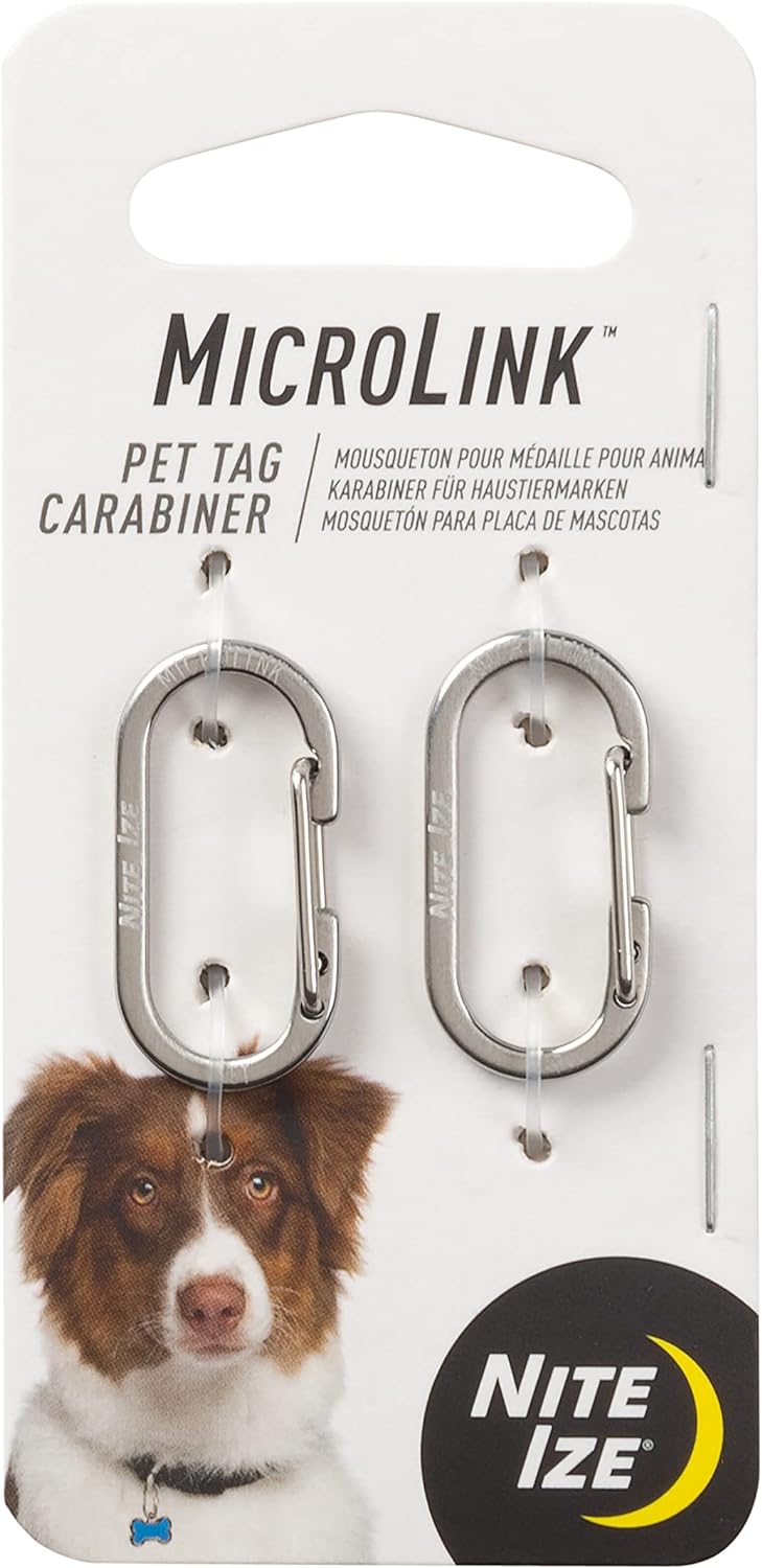 Nite Ize Pet Tag Carabiner – Stainless Steel, 2-Pack – for Dogs & Cats
