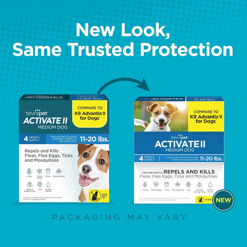 Activate II Flea & Tick Drops – 4-Month Prevention – for Dogs 11-20 lbs