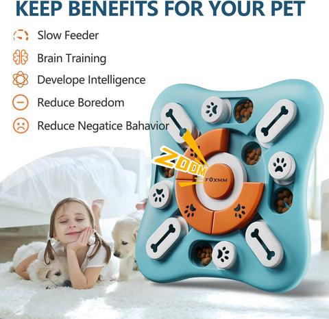FOXMM Dog Puzzle Toy – IQ Training & Slow Feeder – Squeaky Enrichment