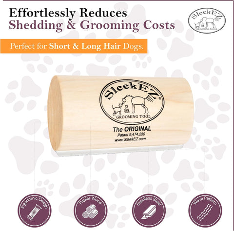 SleekEZ Deshedding Brush – Dog Grooming Tool for Short Hair – Pet Hair Remover