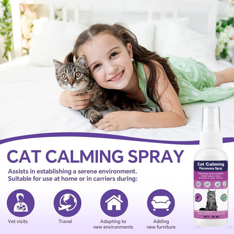Cat Calming Pheromone Spray – Reduces Anxiety & Scratching – 60-Day Kit