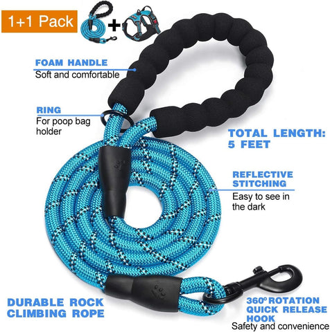 No-Pull Dog Harness & Leash Set – Reflective, Adjustable – for Medium/Large Dogs
