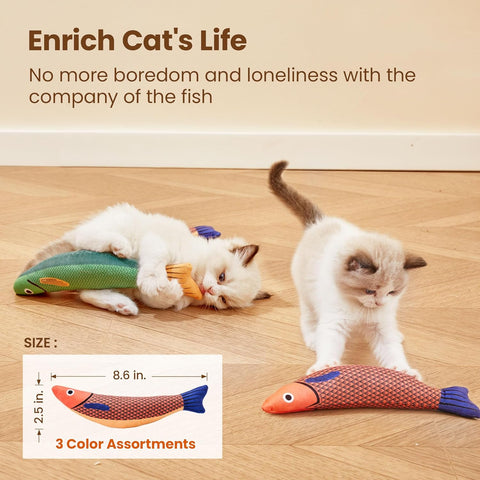 Potaroma Catnip Fish Toys – 3-Pack, Crinkle Sound – for All Breeds