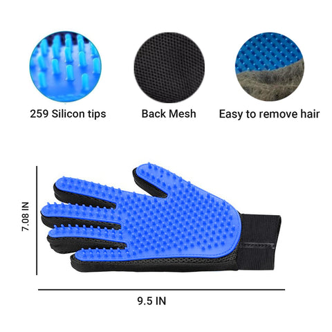 Pet Grooming Glove – Deshedding & Massaging – Fits Dogs, Cats, Rabbits