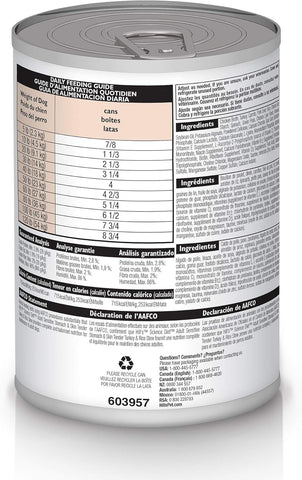 Hill's Science Diet Adult Sensitive Stomach & Skin Wet Dog Food, Tender Turkey & Rice Stew, 12.5 oz Cans (Pack of 12)