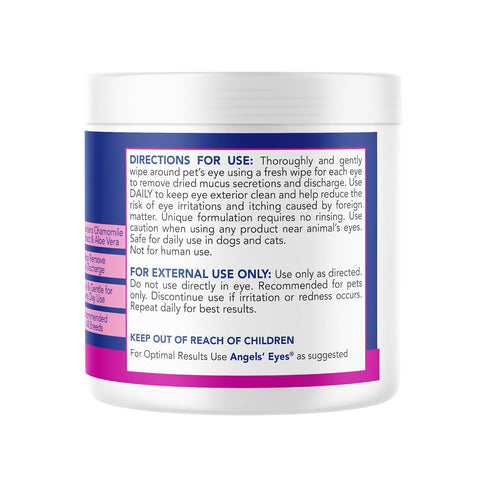 Angels' Eyes Tear Stain Wipes – Gentle, Hypoallergenic – 100ct for Dogs & Cats