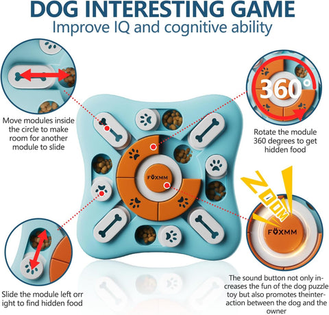 FOXMM Dog Puzzle Toy – IQ Training & Slow Feeder – Squeaky Enrichment